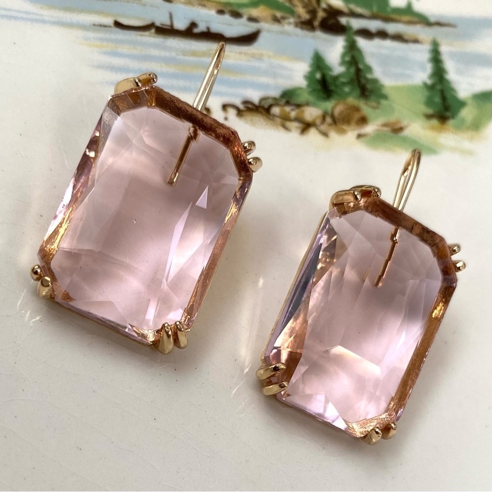 ✨Anthropologie Cecily Pink Gemstone Earrings - Picture 3 of 8